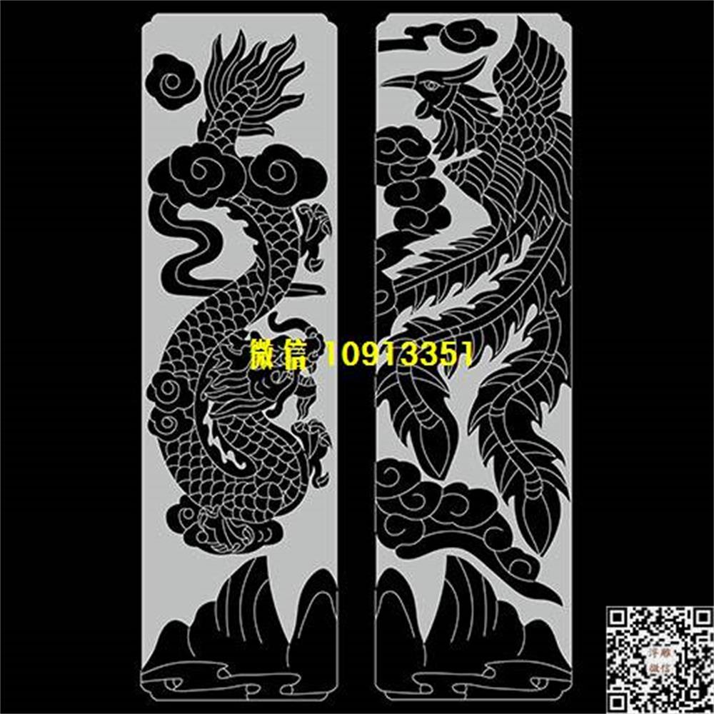 精雕图145墓碑板龙凤精雕图线雕图线条图单线铣底图_电脑雕刻plt文泰矢量图精雕图浮雕图